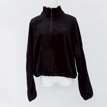 New Balance 女款 黑色 運動 休閒 羊羔毛 半開襟 寬鬆 大學T 立領 刷毛 上衣 長袖 WT43529BK