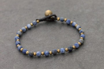 簡單的石頭黃銅方鈉石手鍊基本時髦手鍊