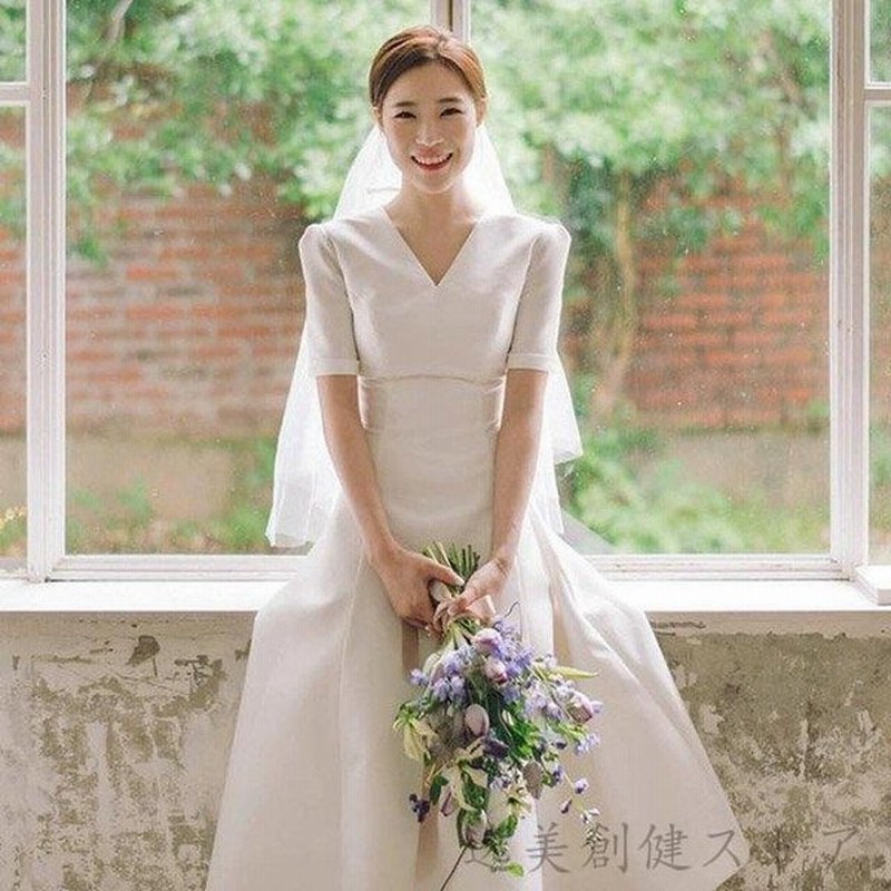 リアル ｖネック 花嫁衣装 花嫁 プチプラ Wk96 ウェディング