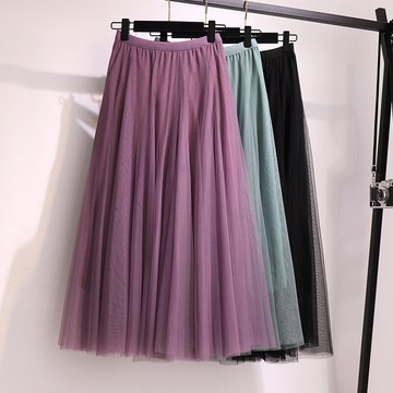 品牌折扣店商場專柜撤柜女裝尾貨清倉春季高腰仙女網紗半身裙