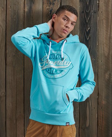 Superdry Men's Men's Gasoline Classic Hoodie Light Blue / Aqua Marl - Size: M