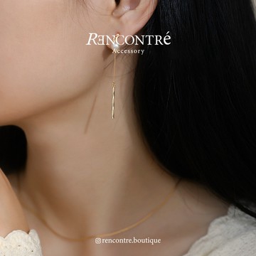 『現貨/韓國 淡水珍珠 線條垂墜感 無痛耳夾』Rencontre 無耳洞救星 珍珠耳夾 耳夾耳環 夾式耳環 韓國耳夾