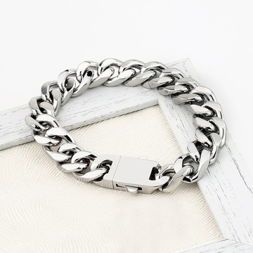 GIUMKA 古巴鏈白鋼男女鍊條手鍊 兩款任選 MH22012