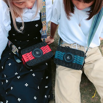 相機型斜背籐盒