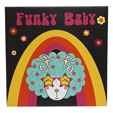 24mama 掛畫 單聯式 無框畫 Funky Baby 羊  滑稽卡通  50 x 50cm  滑稽卡通 + 無框