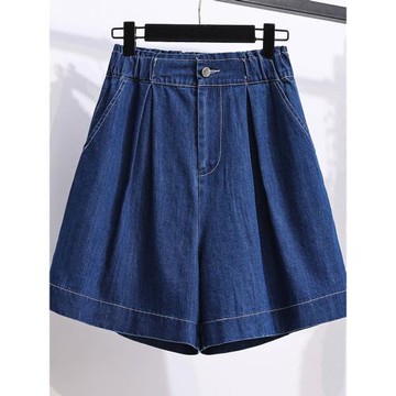大碼女裝高腰顯瘦牛仔短褲2024夏季新款a字胖妹妹寬松闊腿遮肉褲