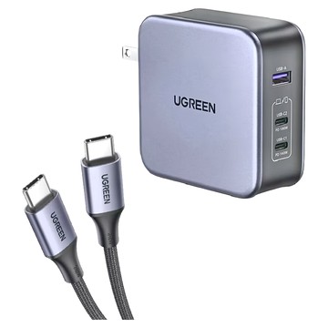 UGREEN 綠聯 140W氮化鎵GaN三孔高速充電器 2C1A 290g  CD289  1個