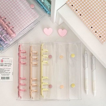 台灣免運💕6孔活頁本外殼 6孔活頁夾 韓系ins風PVC透明活頁手帳本 A6雙扣外殼 6孔糖果色收納冊 小卡追星 活頁