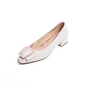 KOKKO知性氣質舒弧舒服包鞋毛呢白