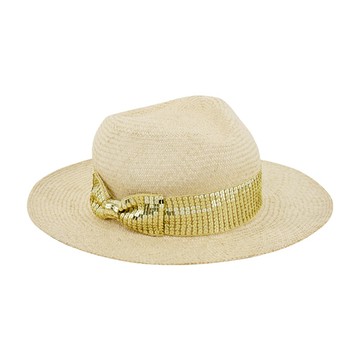 agnes b.亮片蝴蝶結編織草帽