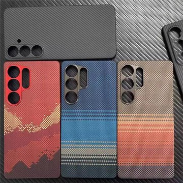 適用于三星S25U凱夫拉手機殼s24ultra芳綸纖維碳纖維超薄s23u高端簡約23+商務防摔男款商務全包手機殼保護套