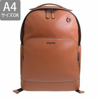 A4可 美品 コーチ レザー リュック グラハム ロゴ金具 大容量 ブラウン 極美品】コーチ リュック オールレザー ロゴ A4可 ブラック