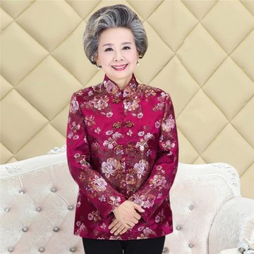 媽媽唐裝女冬裝中老年奶奶裝緞面改良小棉衣中式生日秋冬外套棉襖