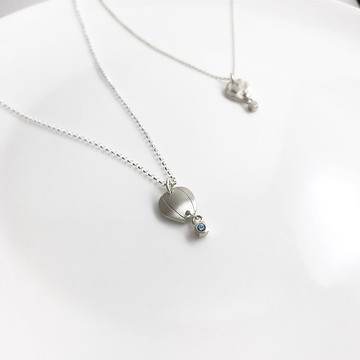 熱氣球 - 純銀項鍊 鋯石 禮物 情侶