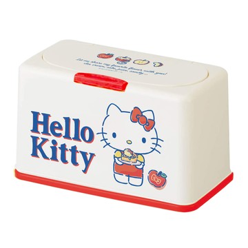 收納王妃 - 三麗鷗Sanrio【KITTY蘋果】50入口罩收納盒 衛生紙盒 濕紙巾盒 塑膠收納 內建彈簧自動向上