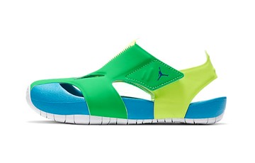 PS AIR JORDAN FLARE CASUAL COLORBLOCK GREEN BLUE YELLOW SANDALS GREEN BLUE YELLOW