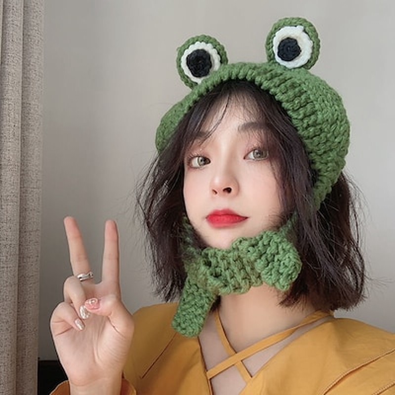 韓国ファッション ハット 可愛い 帽子 カエル 小颜效果 頭飾り ニットハット 子供 大人 通販 Lineポイント最大1 0 Get Lineショッピング