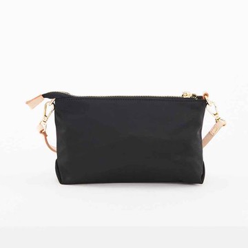 OCTAVIA8 - 斜背 樹膏原皮配尼龍 雙層斜背小包 - 實用黑