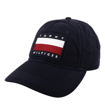 TOMMY HILFIGER-經典紅白繡線旗標LOGO 棒球帽（海軍藍）_廠商直送