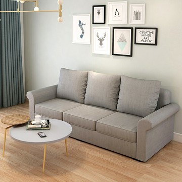 優樂悅~現代簡約美式布藝沙發地中海風格實木家具經濟小戶型客廳沙發組合【可開發票】 免運