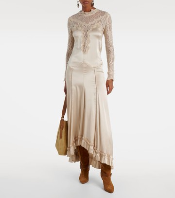 Isabel Marant Dolores lace-trimmed silk-blend satin gown
