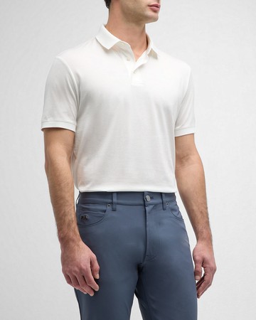 Men's Solid Jersey-Stretch Polo Shirt