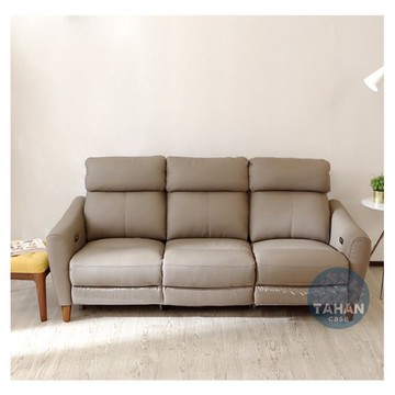 福克棕色三人電動沙發