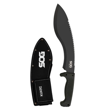 SOG 特偵組直刀/砍刀/廓爾克 KUKRI MACHETE 背面鋸齒 附尼龍收納袋  黑色  1支