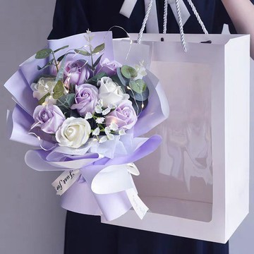 【臺灣-出貨】玫瑰花束送女友閨蜜老師仿真向日葵永生花香皂假花手捧花生日禮物