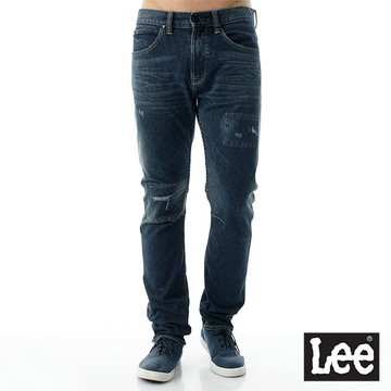 Lee 707 中腰標準合身小直筒牛仔褲 男 刷破 101+ LL1601732NN