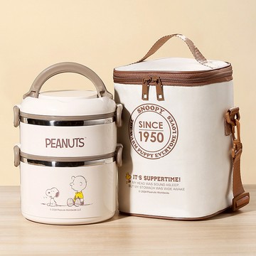 【優貝選】SNOOPY 史努比不鏽鋼雙層便當盒套組1800ML