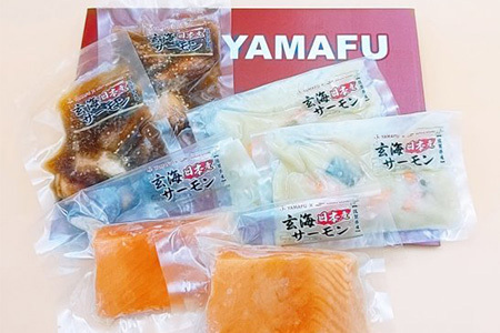 「お歳暮」玄海サーモンづくし(刺身用切身80g×2P 漬け70g×2P クリーム煮100g×2P) おさかな村 刺身 漬け丼 パスタ「2023年 令和5年」