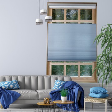 天藍上下開合雙循環珠鍊半遮光蜂巢簾 (Federal Blue)