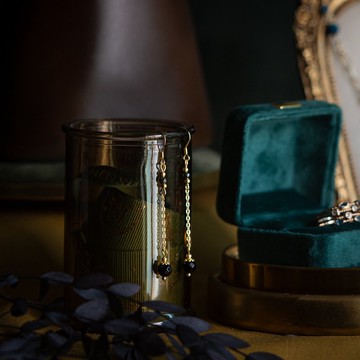 經典新靈魂 l 鐵膽石黑瑪瑙耳勾式耳環 E0027