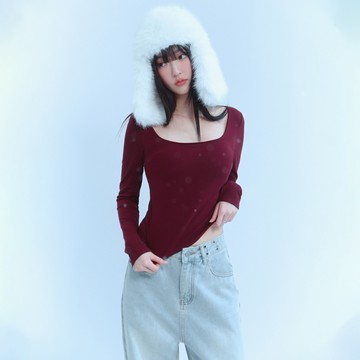 冬天裡最值得依靠的存在；方領長袖磨毛打底BraTop 四色 #251205A1824 黑/白/灰/紅