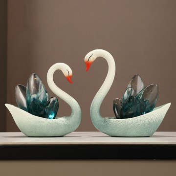 輕奢高級感天鵝擺件一對客廳玄關電視柜酒柜裝飾品喬遷結婚禮物
