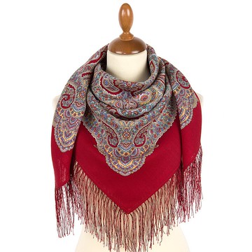 正品 Павло́во Поса́д 俄羅斯披肩 圍巾 柔軟 100% 羊毛 89x89 公分 花色 1996-6