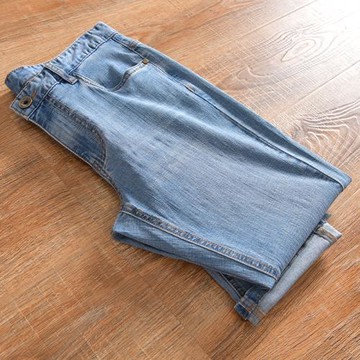 【75棉+纖維24+氨綸1】外貿剪標秋季男士修身小直筒水洗牛仔褲潮