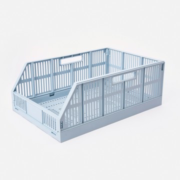 可折疊斜口收納籃L 藍