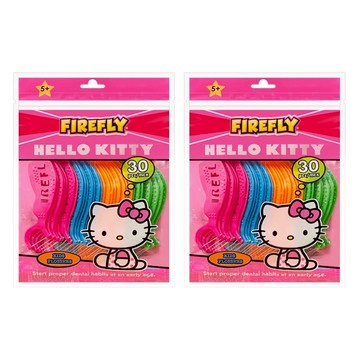 FIREFLY Hello Kitty 兒童專用學習造型牙線 30支  2包  粉紅凱蒂貓
