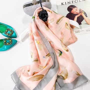 絲巾秋款洋氣時尚長款秋季港風輕薄柔軟舒適絲綢春秋百搭圍巾1入