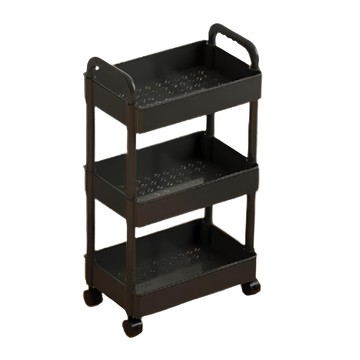 置物手推車  多用途隨心安置  帶輪移動置物架  黑色  1個