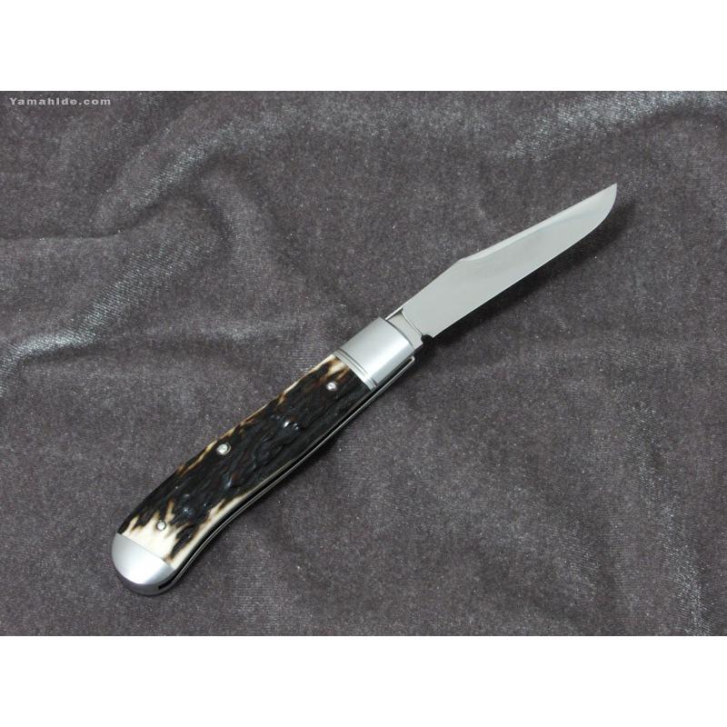 川村 龍市 作 ドッグレッグ トラッパー 1ブレード スタッグ 折り畳みナイフ   Ryuichi Kawamura Dogleg Trapper single blade stag custom knife