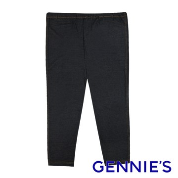Gennies奇妮 簡約牛仔質感七分內搭褲(黑G4V35)