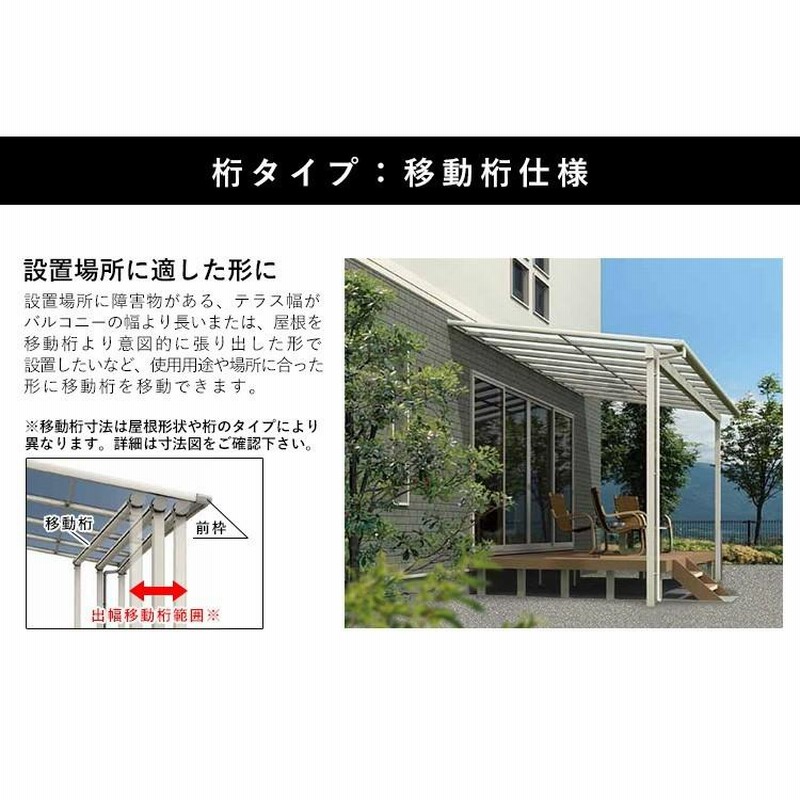 テラス 屋根 DIY ベランダ バルコニー 後付け テラス屋根 1.5間×3尺 アール型 移動桁 熱線遮断 1階用 2階用 オリジナルテラス 1.5間  3尺 | LINEショッピング