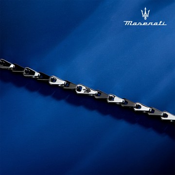 【MASERATI】Iconic 經典之徽三叉戟不鏽鋼弧影手鍊-槍灰色 JM425AVD100
