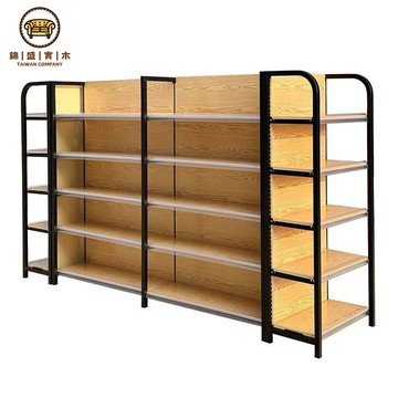 附發票 免運 貨架 展示架 展示櫃 收納櫃 落地置物櫃 超市貨架多層可調節加厚四柱木紋展示架便利店文具店貨架零食架工廠現貨直銷 售後保障 可開發票 店長新品推薦 5d1113