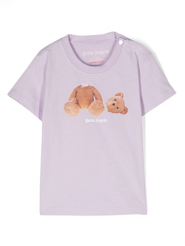 Palm Angels Kids - teddy-print cotton T-shirt - kids - Cotton - 6-9 - Purple