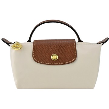 LONGCHAMP LE PLIAGE系列再生尼龍手提化妝包(奶杏)