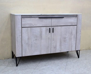 【歐風別館】四尺仿古淺灰橡色石面餐櫃【基隆至台中免運費】